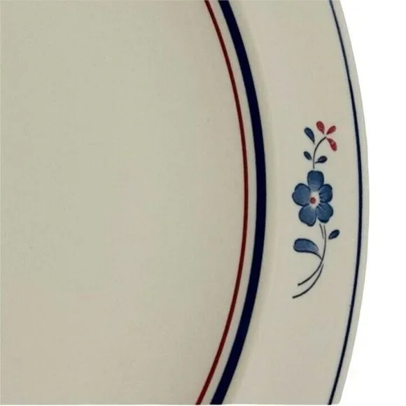 Stockholm Red Blue Floral Dinner Plate Vintage Patriotic Stoneware Dinnerware - Picture 2 of 8